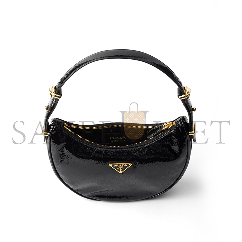PRADA ARQUÉ NAPLAK PATENT LEATHER SHOULDER BAG 1BC194 (22.5*18.5*6cm)